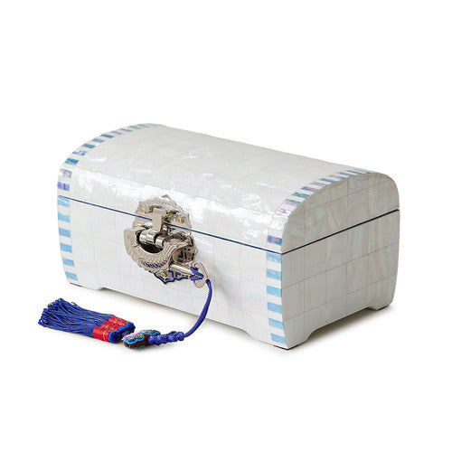 White Pearl Rounded 2-Tier Najeonchilgi Jewelry Box, 18 cm by Park In-ho