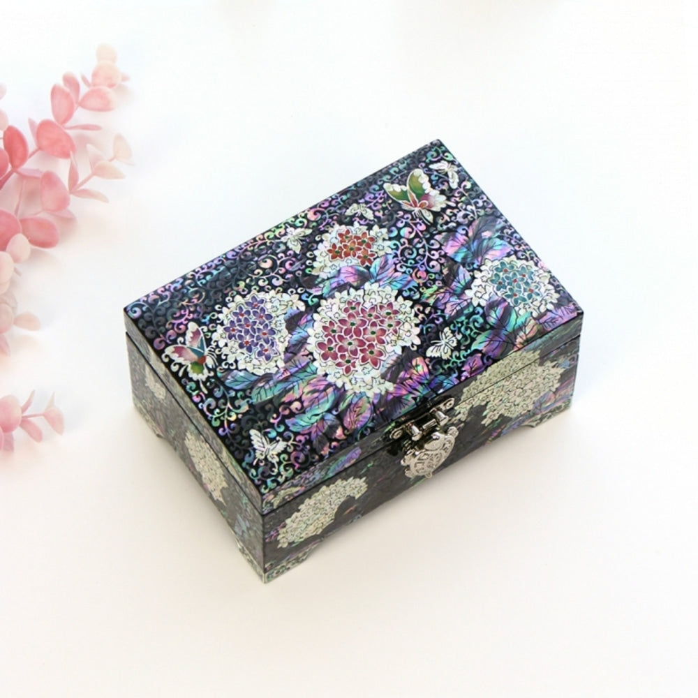 Premium Najeonchilgi Hydrangea Mother of Pearl Jewelry Box, 15 cm (Master Artisan Jang Tae-bok)