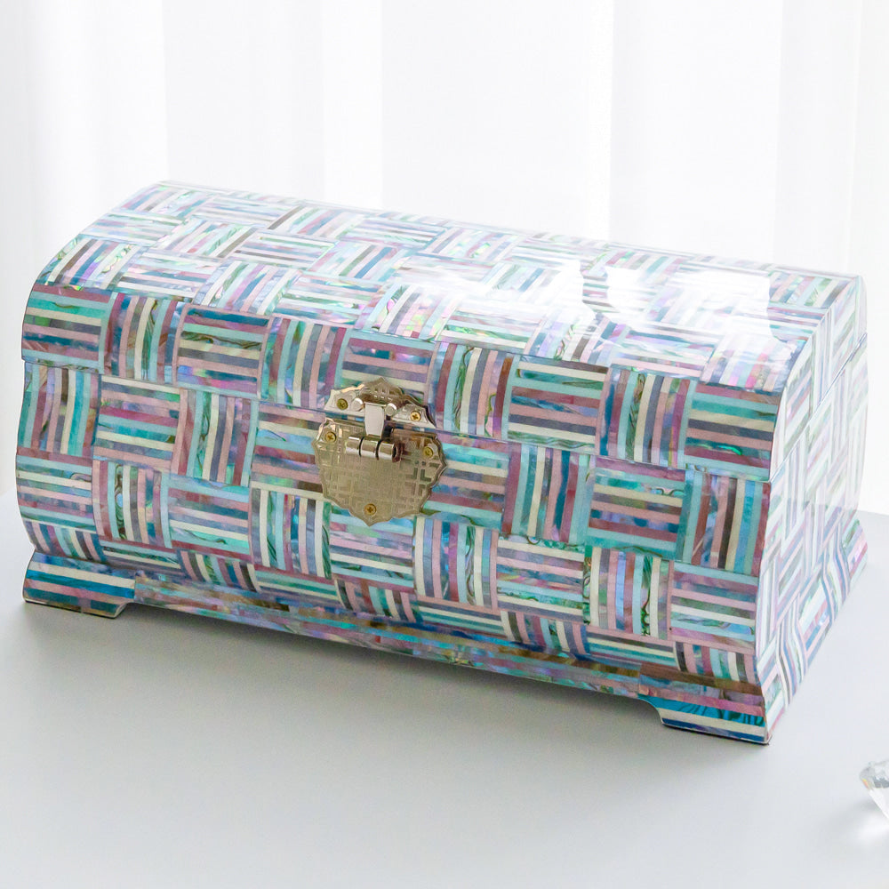 Painted Chrysanthemum 3-Drawer Mother of Pearl Jewelry Box