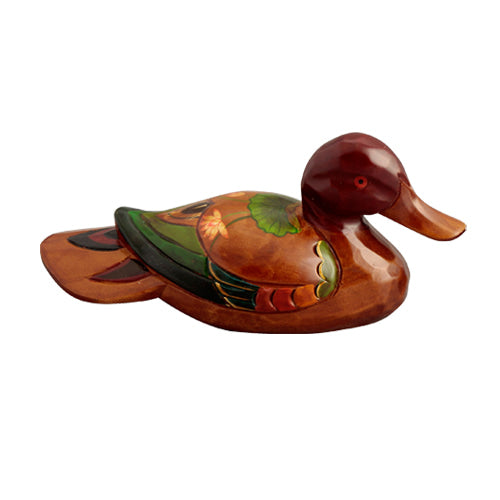 Medium Wooden Mandarin Duck — Lotus - DE0149