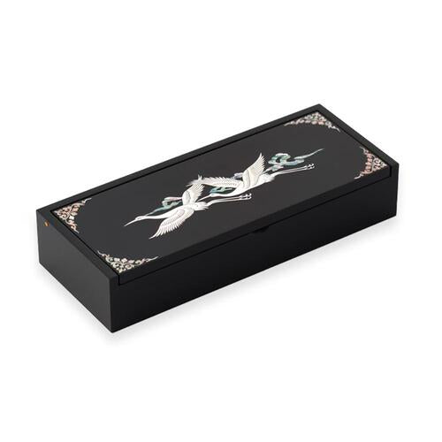 Najeon Chilgi Mother of Pearl Pen & Pencil Holder — Double Cranes - OF0031