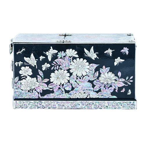 Peony 2-TierDrawer VanityJewelry Box (Black) Large