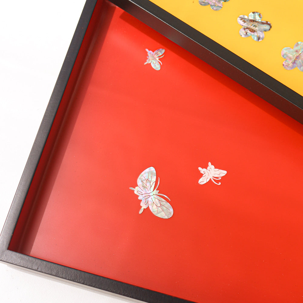 Color Mother of Pearl Butterfly Square Tray D