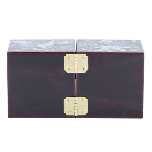 Glossy Flowers & Birds문 Double LiddedJewelry Box (Red) Small