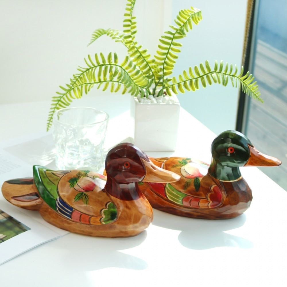 Premium Subok Longevity & Fortune Duck Set (Large) Wood Carved Box Dragon Wedding Newlyweds