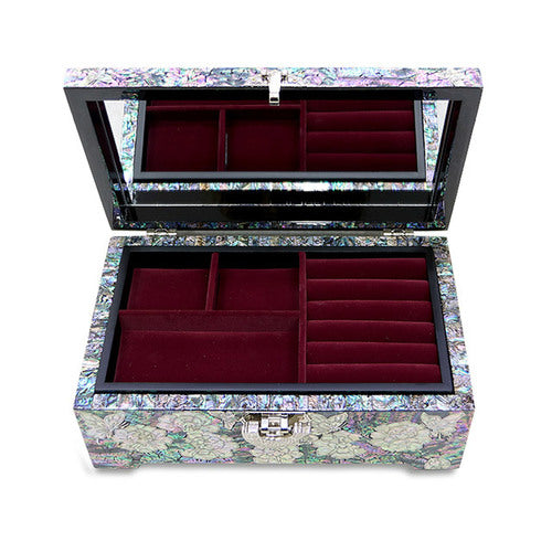 Peacock 2-Tier Mother of Pearl Jewelry Box (Medium)- by Park In-ho