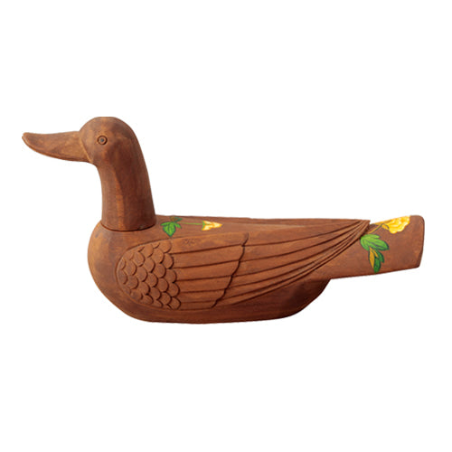 Large Wooden Mandarin Duck — Peony - DE0143