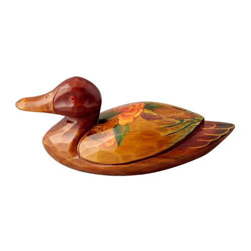 Medium Wooden Mandarin Duck — Peony - DE0147