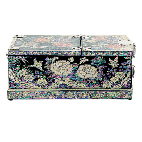 Peony 1-TierDrawer VanityJewelry Box (Black) Medium