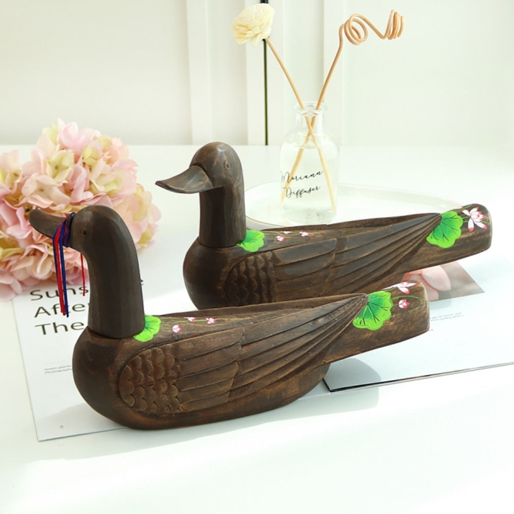 Wild Goose Wood Carved Set Lotus (Large) Wood Carved Box Wedding Pyebaek Box Wild Goose