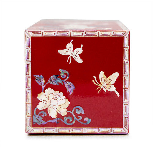 Peony NaturalMother of Pearl Double Lidded Jewelry Box (Medium, Glossy, Red) - Oh Myung - Ho