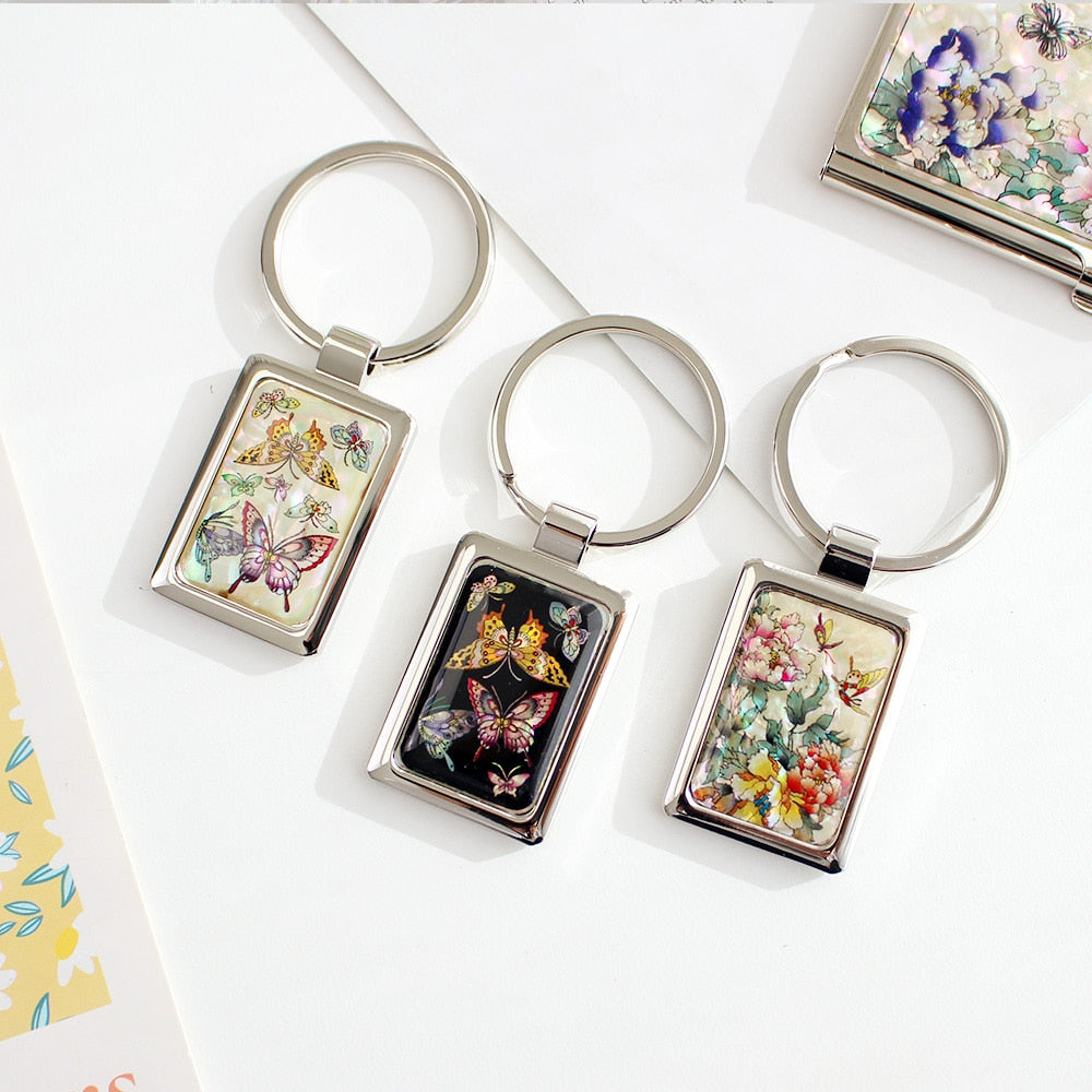 2-Piece Set: Mother of Pearl Business Card Case Keyring K