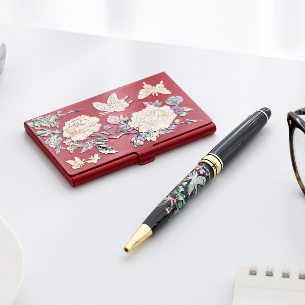 Najeon Chilgi Mother of Pearl Business Card Case Set — Pine & Crane - OF0147