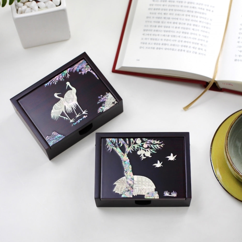 Najeonchilgi New Deluxe Auto-Open Mother of Pearl Business Card Case