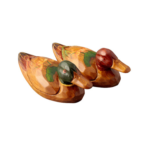 Wooden Mandarin Duck — Peony - DE0144