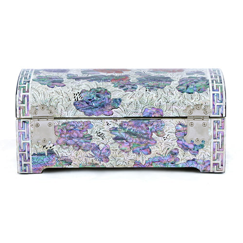 Peony Flower Round Shape 2-Tier Left Jewelry Box (Small)- by Oh Myung-ho