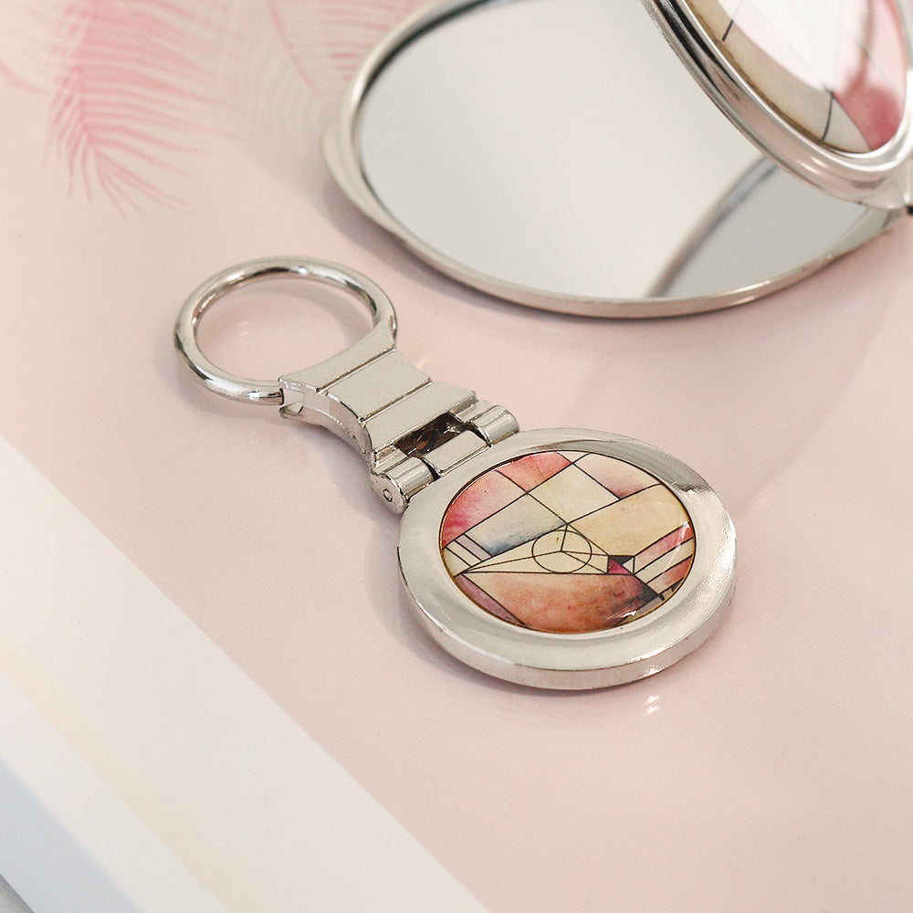 2-Piece Set: Najeon Hand Mirror Keyring Set (Jogakbo Patchwork)