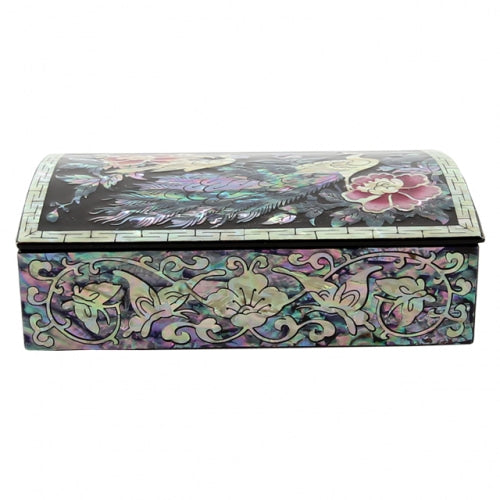 Peacock & Rose Mother of Pearl Business Card Case, Multi-Purpose Box