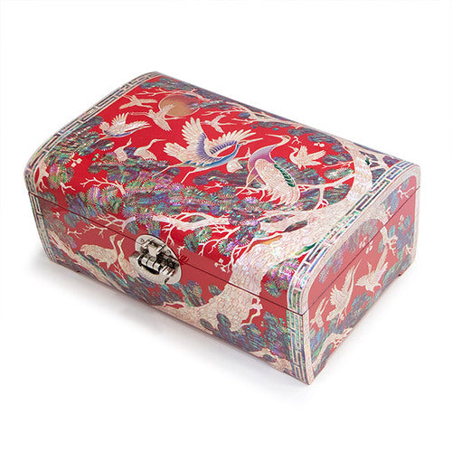 Peony Flower 1-Drawer Vanity Jewelry Box (Red) Small