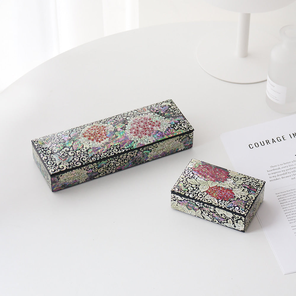2-Piece Set: Premium Najeon Hydrangea Business Card Pen Case Set (Master Artisan Jang Tae-bok)