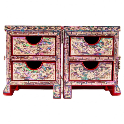 Crane & Pine (Red) Roof Tile Double LiddedJewelry Box - Oh Myung - Ho