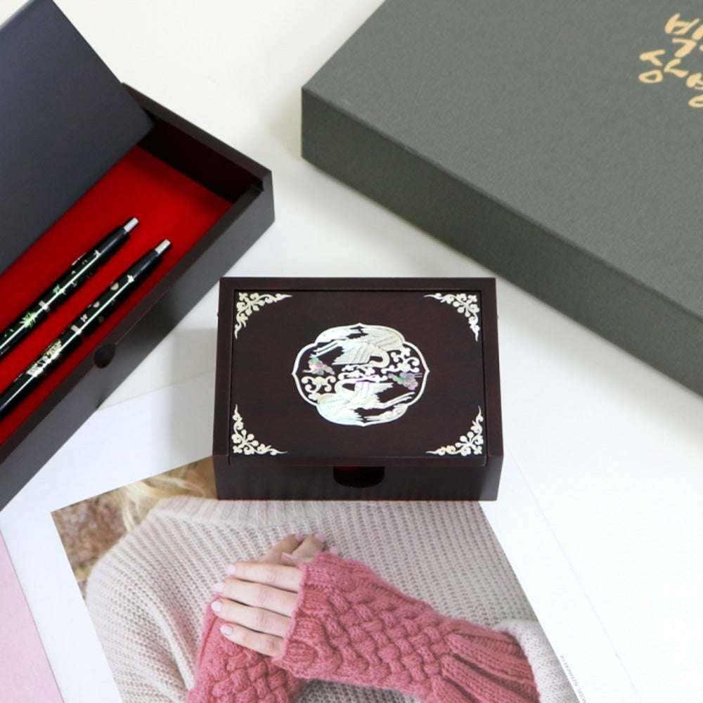 Najeonchilgi Mother of Pearl Business Card Case & Pen Case (Deluxe Auto-Open)