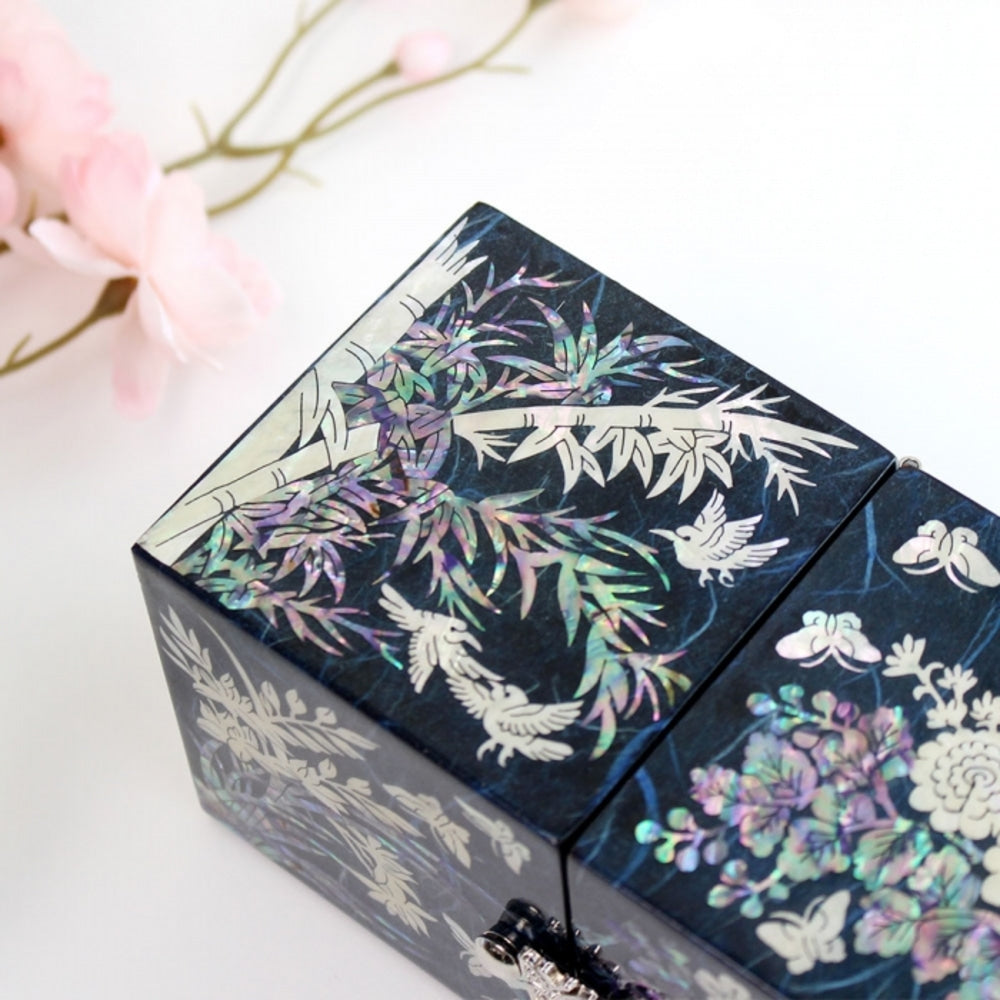 Hanji Mini Mother of Pearl Double-Lidded Small (Four Gentlemen) Secret Jewelry Box