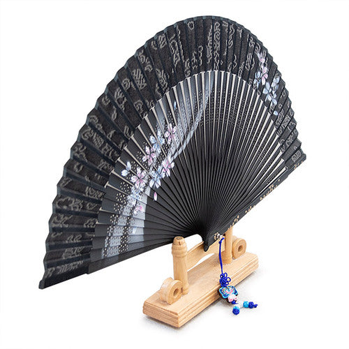 Silk & Ramie Hand Fan (Black) - FN0004