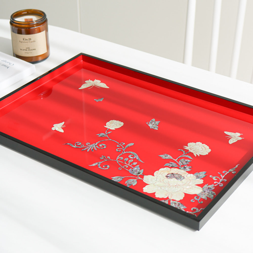 Najeonchilgi Peony of Wealth Mother of Pearl Tray (Large)