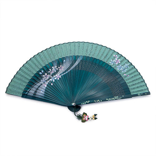 Silk & Ramie Hand Fan (Green) - FN0005