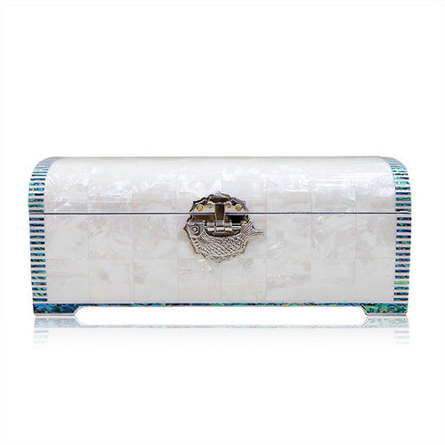 White Pearl Rounded 2-Tier Najeonchilgi Jewelry Box, 24 cm by Park In-ho
