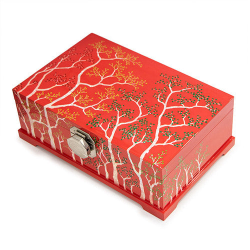 Four Seasons Spring & Summer Ottchil Najeon 2-Tier Jewelry Box (Red) by Jang Chun-cheol