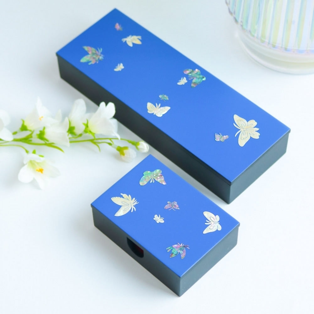 2-Piece Set: Najeonchilgi Butterfly Mother of Pearl Business Card Case Pen Case Set (Case Box)