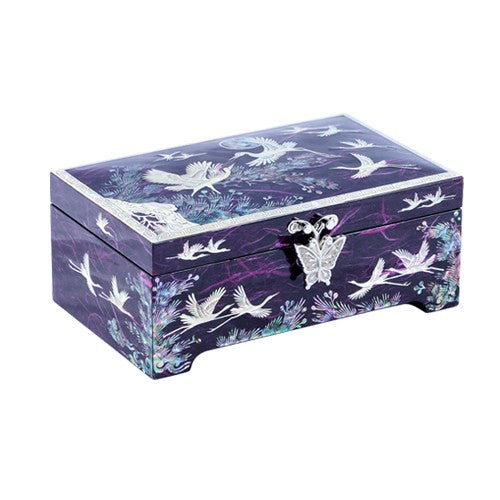 Hanji Peacock 1-Tier Jewelry Box (Red/Blue/Purple)