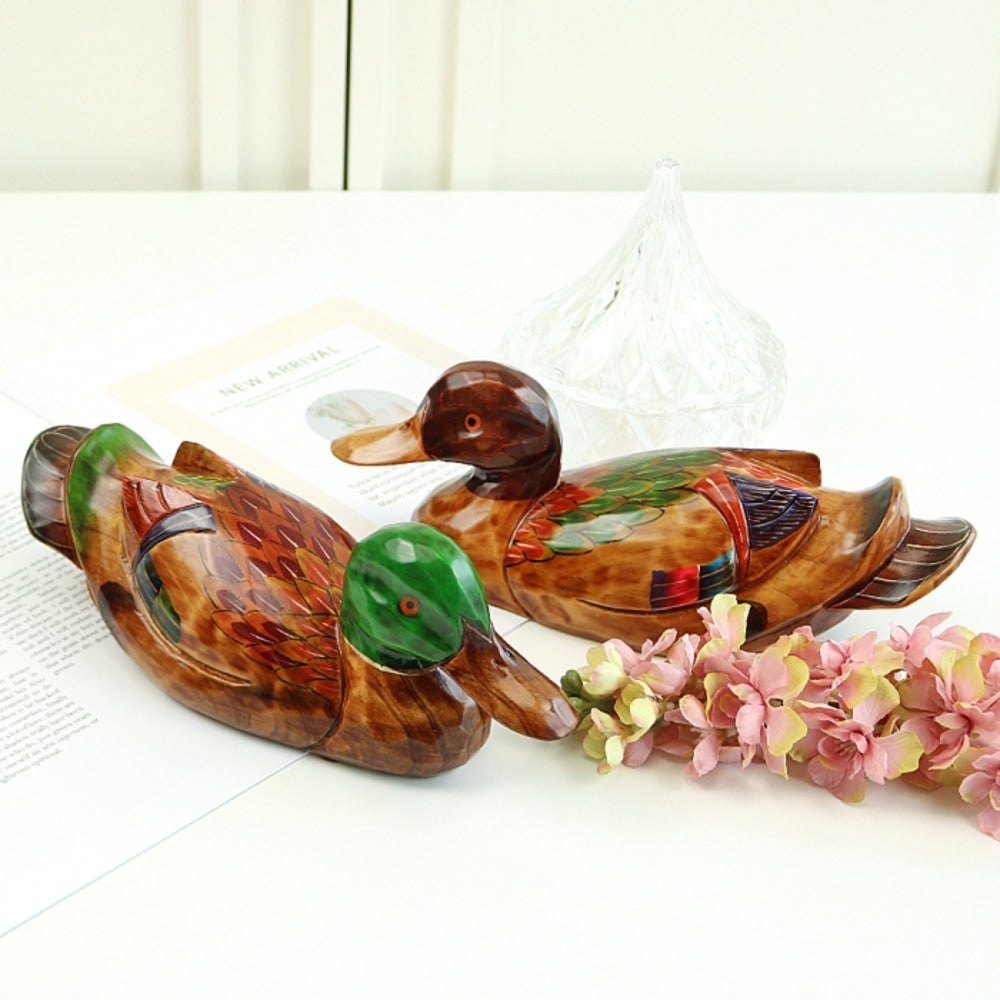 Traditional Wood Carved New Mandarin Duck Set (Large) Wood Carved Wedding Box Dragon Pyebaek