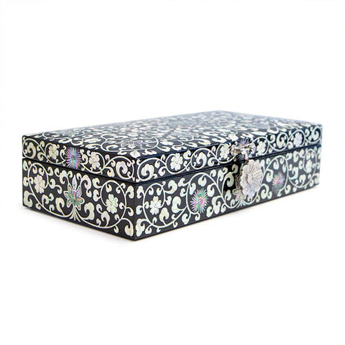 Peacock 2-Drawer Vanity Jewelry Box (Red)- by Kim Yong-gwan (Large)