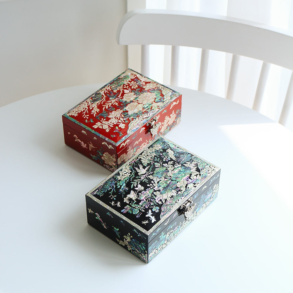 Najeonchilgi Plum Blossom 1-Tier Mother of Pearl Jewelry Box, 18 cm