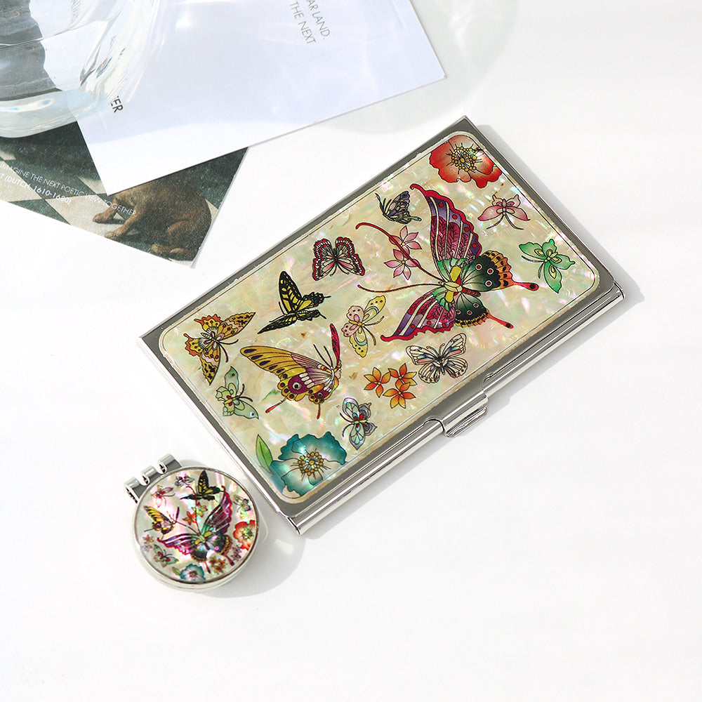 2-Piece Set: Business Card Case Golf Ball Marker K(Butterfly)