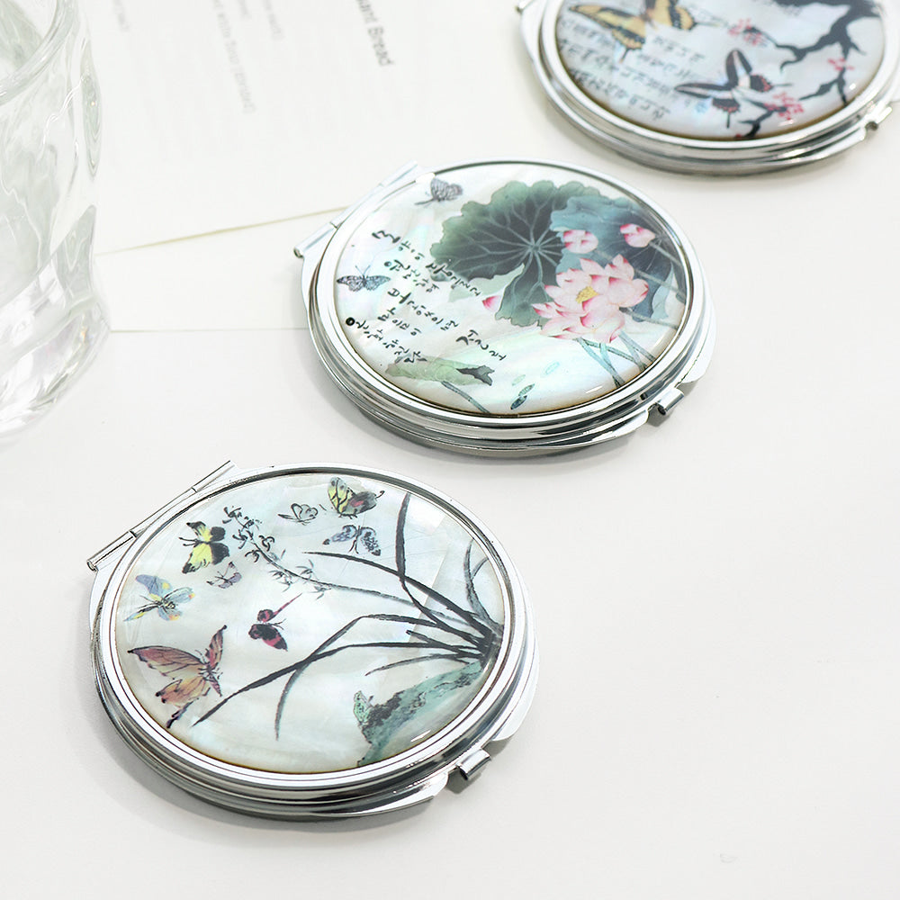 2-Piece Set: Mother of Pearl Business Card Case Hand Mirror N