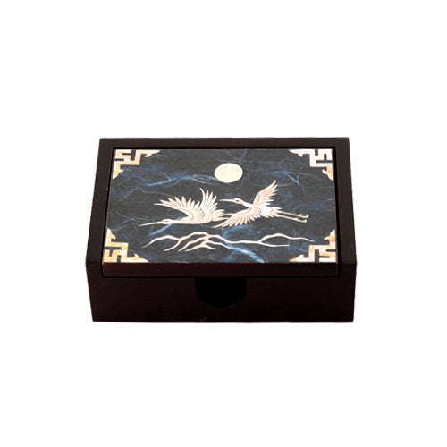 Hanji Mother-of-Pearl Business Card Box — Cloud & Crane — Blue