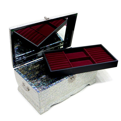 Premium Najeonchilgi lacquerware Peacock Bandaji Chest Drawer Mother of Pearl Jewelry Box (Extra Large, Black Red) - by Jang Tae-bok