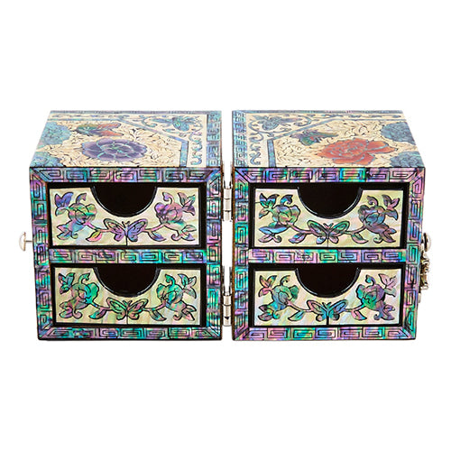 Peony OctagonalBorder Double LiddedJewelry Box (Medium, Small) - Oh Myung - Ho