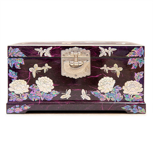 PeonyButterfly Hanji 2-Tier Mother of Pearl Jewelry Box (Purple) - Oh Myung - Ho