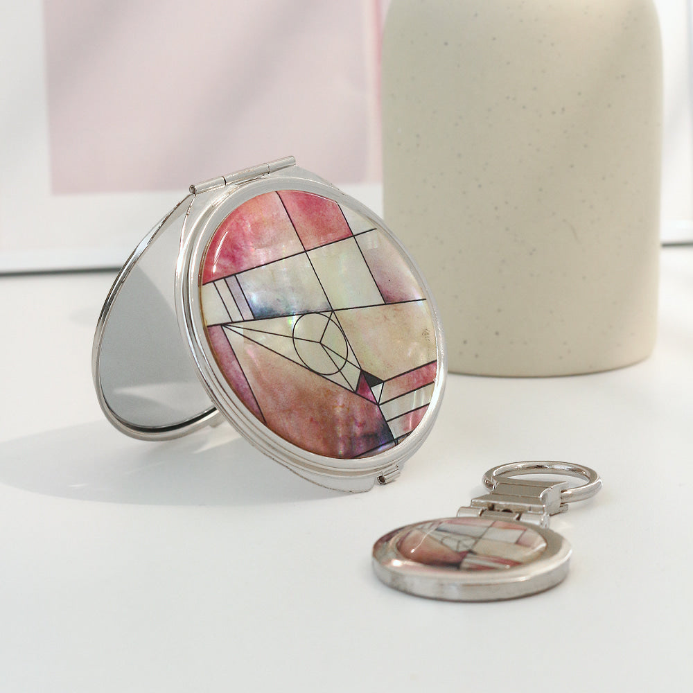 2-Piece Set: Najeon Hand Mirror Keyring Set (Jogakbo Patchwork)