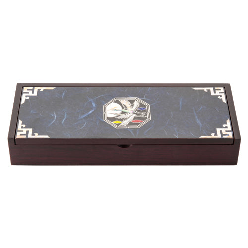Hanji Mother-of-Pearl Pen Case — Octagonal Crane — Blue