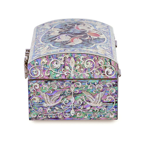 해RedBox Crane & Pine Cloud Pattern Border 1-Tier Jewelry Box (Black)