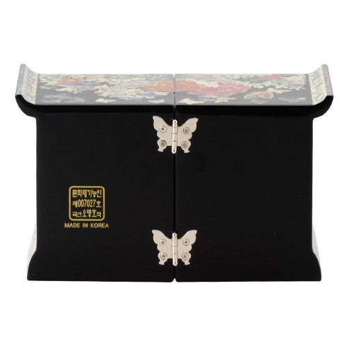 Peony (Black) Roof Tile Embroidered Drawer Double LiddedJewelry Box - Oh Myung - Ho