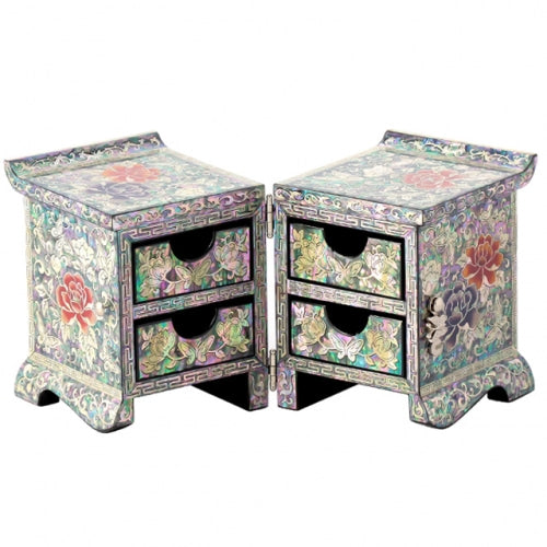 Peony (White) Roof Tile Embroidered Drawer Double LiddedJewelry Box - Oh Myung - Ho