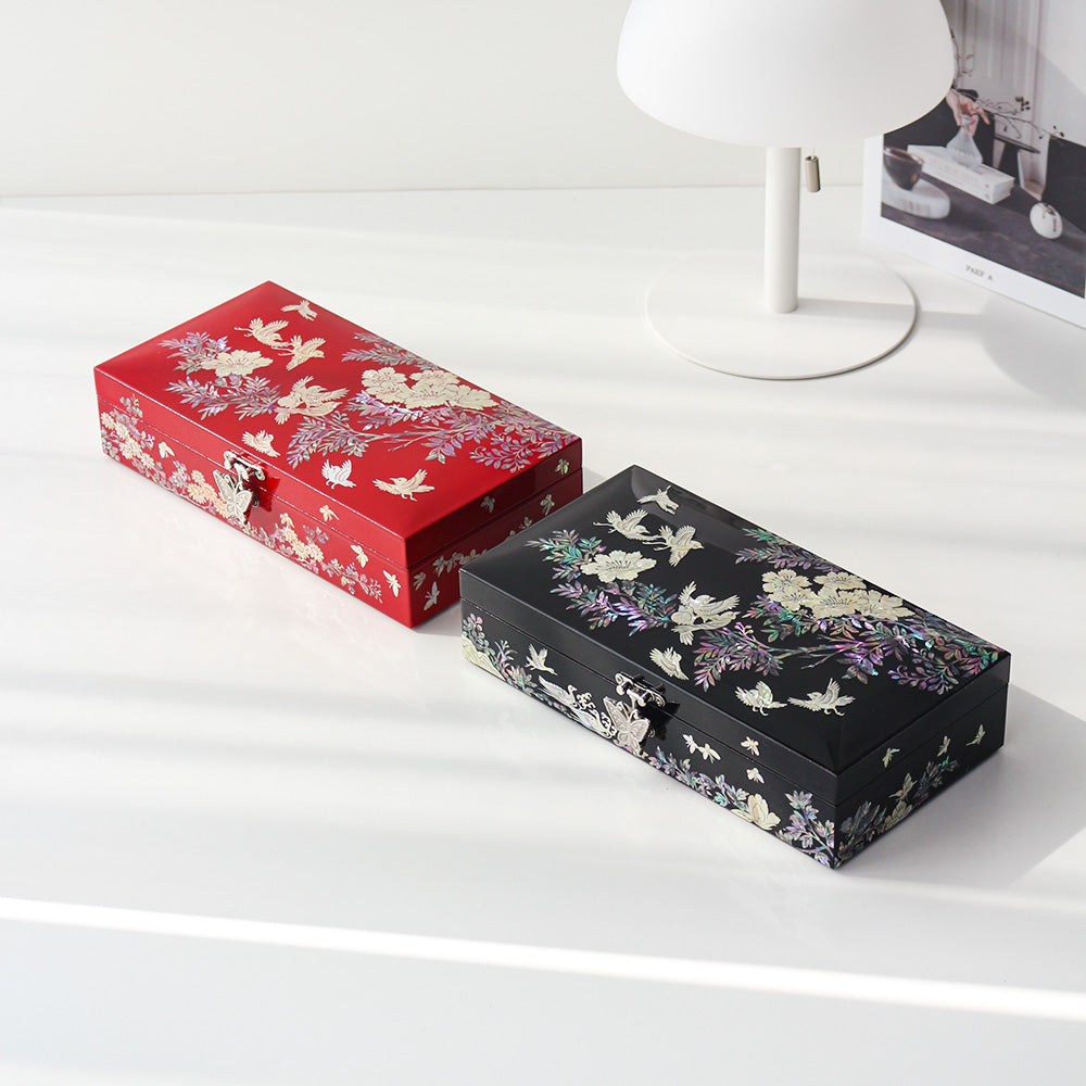 Najeonchilgi 1-Tier Butterfly Garden Yedan Jewelry Box H Jewelry Box Yedan Wedding Gift Box Mother of Pearl, 23 cm