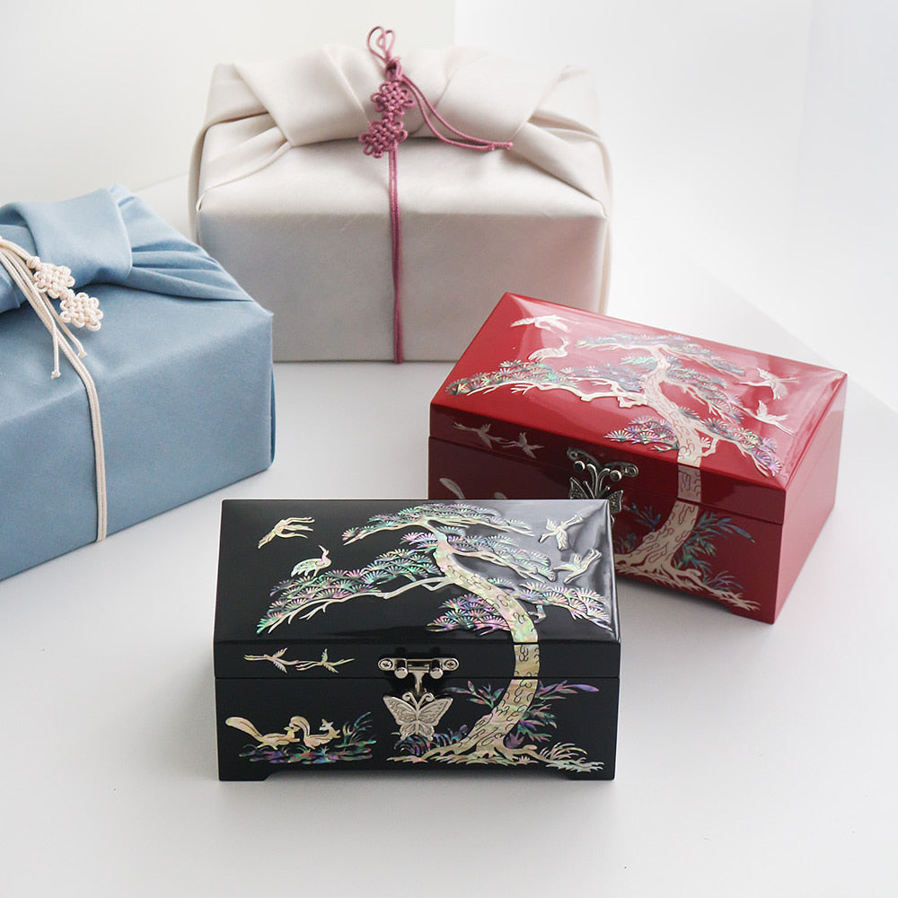 Najeonchilgi Mother of Pearl Jewelry Box Hanji Butterfly Peony Flower Jewelry Box Najeon Jewelry Box Korean, 16 cm